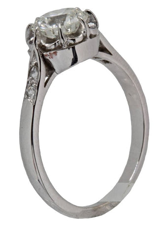 Bague 56 Solitaire ancien diamant 1.21 carat 58 Facettes 36871