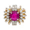 Bague 53.5 Bague 1950 en or rose, platine, diamants et rubis. 58 Facettes 30117