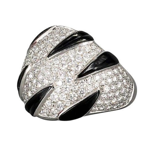 Bague 50 Bague Cartier "Griffes" en or blanc, diamants et onyx. 58 Facettes 25488