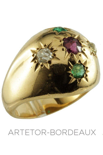 Bague Bague boule rubis, émeraudes et diamants 58 Facettes