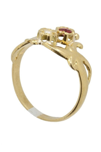 Bague Bague Vous et moi Art Nouveau perle et grenat 58 Facettes 038201