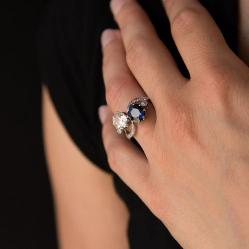Bague 52 Bague Toi et Moi Saphir et Diamants 58 Facettes 12-028-5264344-54