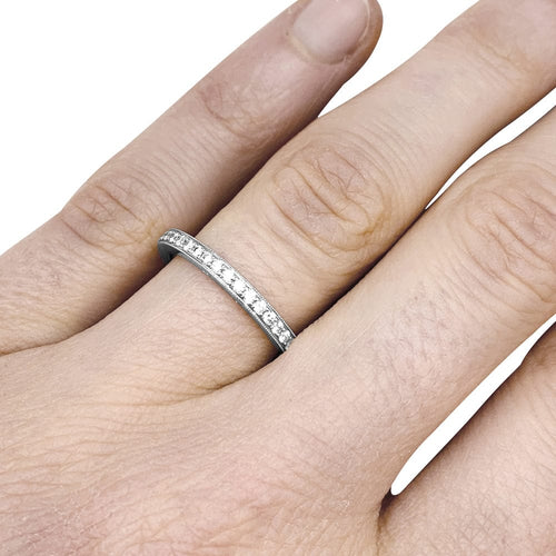 Bague 54 Alliance Tiffany, " Tiffany Legacy", platine, diamants. 58 Facettes 25436