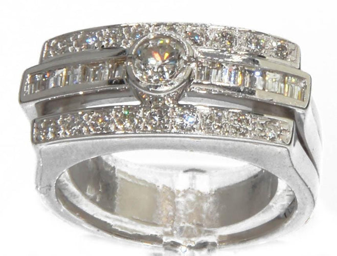 Bague Bague rectangulaire Or gris et diamants 58 Facettes