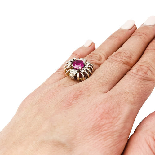 Bague 53.5 Bague 1950 en or rose, platine, diamants et rubis. 58 Facettes 30117