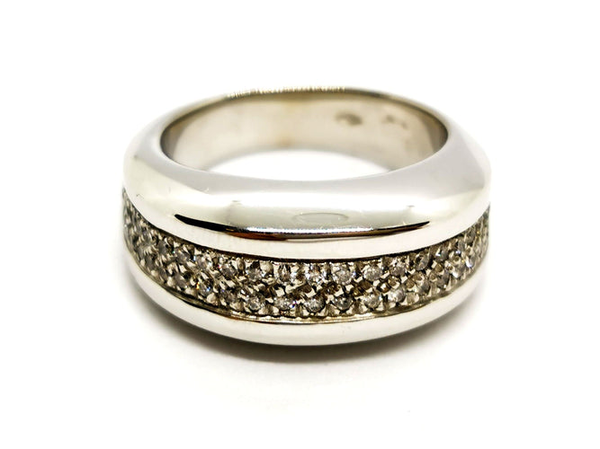 Bague 54 Bague Jonc Or blanc Diamant 58 Facettes 1126576CN