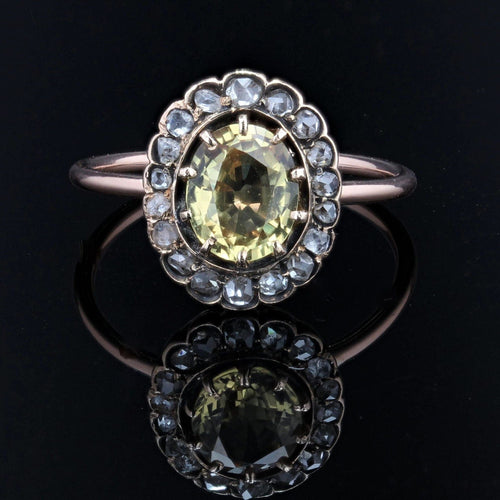 Bague 54 Bague ancienne saphir jaune et diamants 58 Facettes 20-619-48