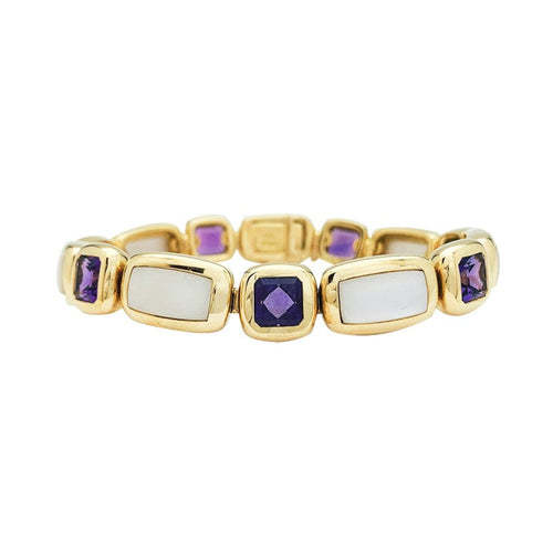 Bracelet Bracelet Van Cleef & Arpels "St Germain" en or jaune, améthystes et nacres. 58 Facettes 30289