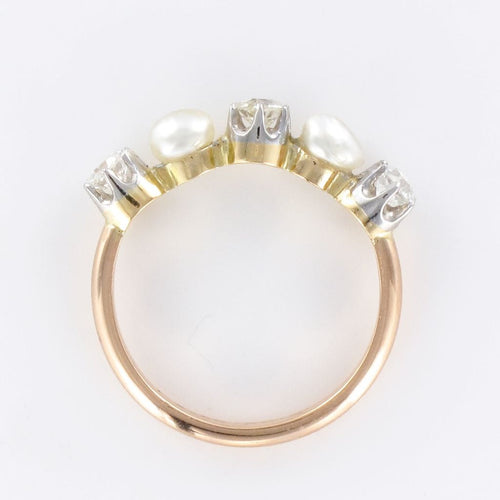 Bague 53 Bague ancienne jarretière perles fines diamants 58 Facettes 19-194