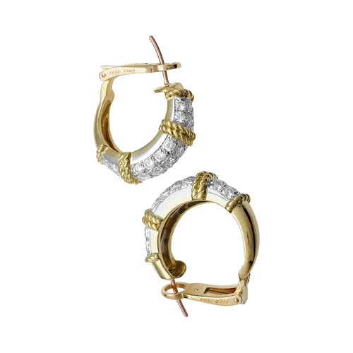 Boucles d'oreilles Boucles d'oreilles Fred, "Isaure", 2 tons d'or et platine, serties diamants. 58 Facettes 28387