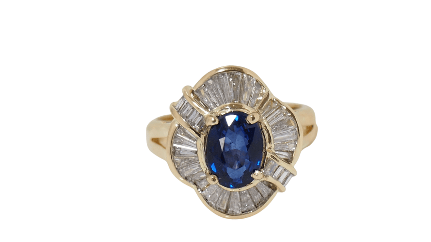 Bague 54 Bague Jupe Or Jaune Saphir Ovale Diamants 58 Facettes 31736
