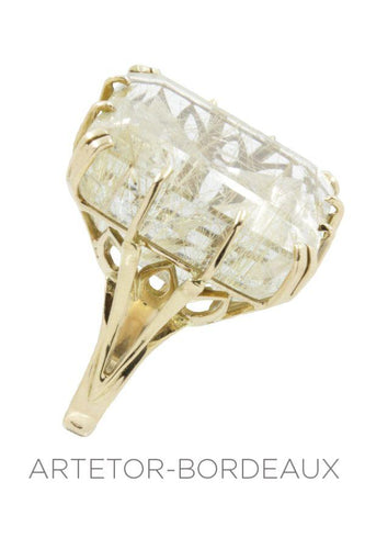 Bague 53 Bague moderne quartz rutile 58 Facettes 27391