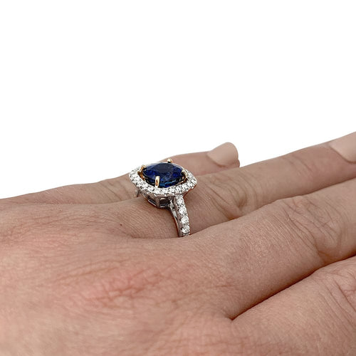 Bague 52 Bague saphir et diamants, or blanc et jaune. 58 Facettes 30351