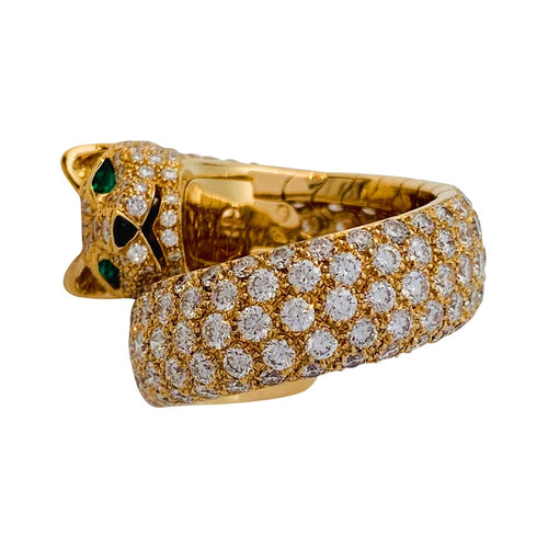 Bague 53 Bague Cartier "Panthère de Cartier" en or jaune, diamants, émeraudes et onyx. 58 Facettes 29384-1