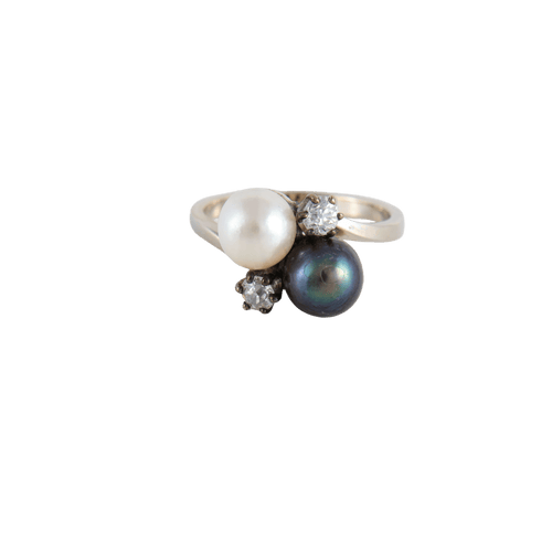 Bague 53 Bague Toi & Moi Perles Diamants 58 Facettes FM115