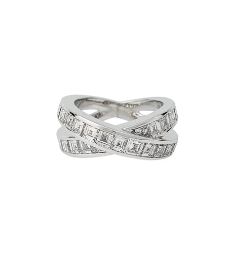 Bague 50 Bague Chopard or blanc, diamants carrés. 58 Facettes 30000