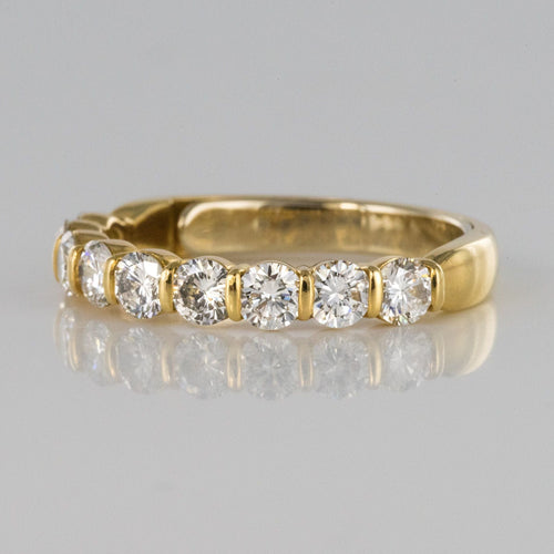 Bague 61 Demi Alliance diamants sur or jaune 58 Facettes 18-077-61