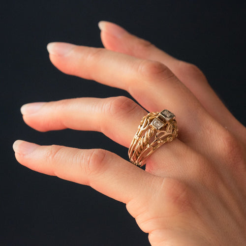 Bague 55 Bague vintage fils d'or rose et diamants 58 Facettes 14-185-55