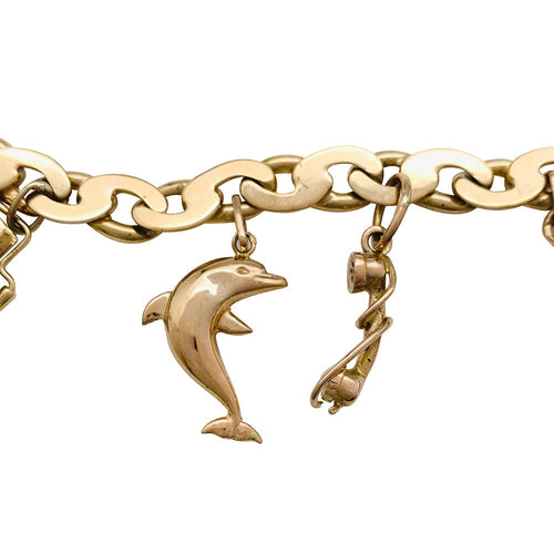 Bracelet Bracelet breloques en or jaune, émail et saphir. 58 Facettes 30179