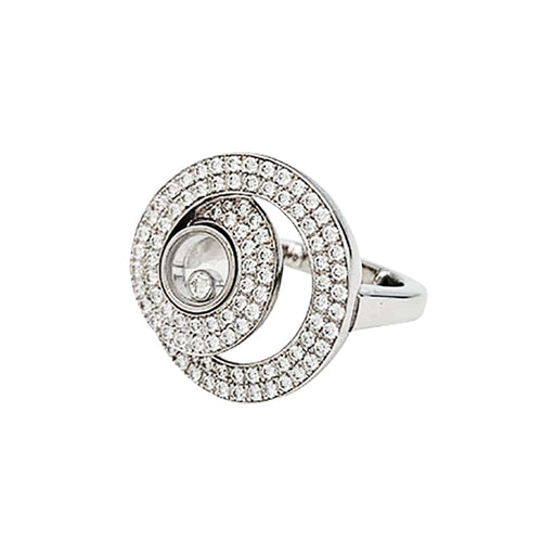 Bague 52 Bague Chopard "Happy Diamonds" en or blanc et diamants. 58 Facettes 30470