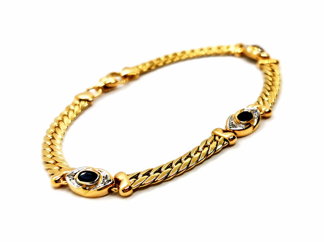 Bracelet Bracelet Maille anglaise Or jaune Saphir 58 Facettes 1132937CD