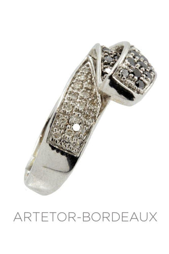 Bague 51 Bague diamants noirs et blancs 58 Facettes 12531