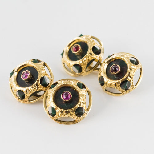 Boutons de manchette Boutons de manchettes Jaspes sanguins rubis 58 Facettes 19-680