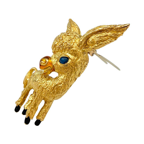 Broche Broche Fred, "Ane", or jaune, saphir et émail. 58 Facettes 29591