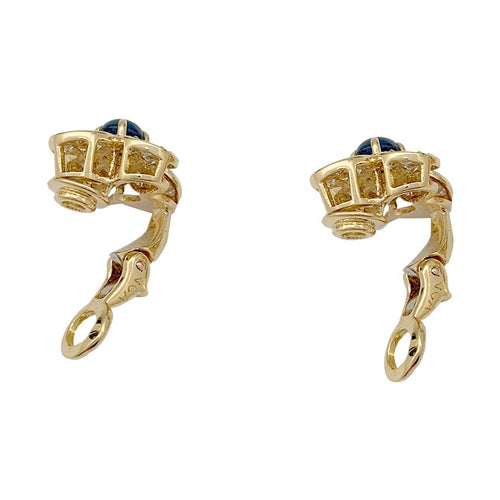 Boucles d'oreilles Boucles d'oreilles Van Cleef et Arpels, "Trèfles" or jaune, diamants et saphirs 58 Facettes 30379