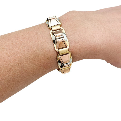 Bracelet Bracelet Tank, trois tons d'or. 58 Facettes 30088