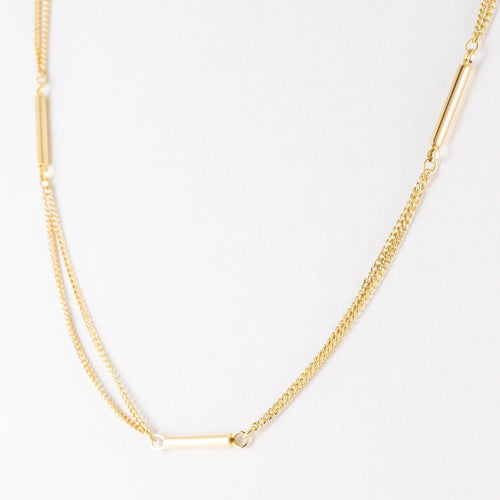 Collier Chaîne double en or maille gourmette et batonnets 58 Facettes 20-041B