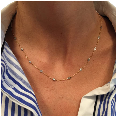 Collier Collier gouttière en or rose et blanc, diamants. 58 Facettes 27764