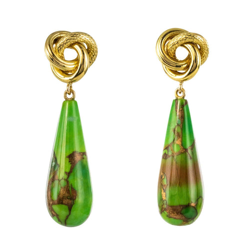 Boucles d'oreilles Boucles d'oreilles or jaune et turquoise du Turkménistan 58 Facettes 17-323