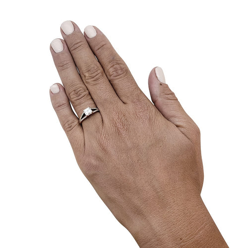 Bague 51 Bague solitaire 1 carat E/VS1 en or blanc et diamants. 58 Facettes 28101