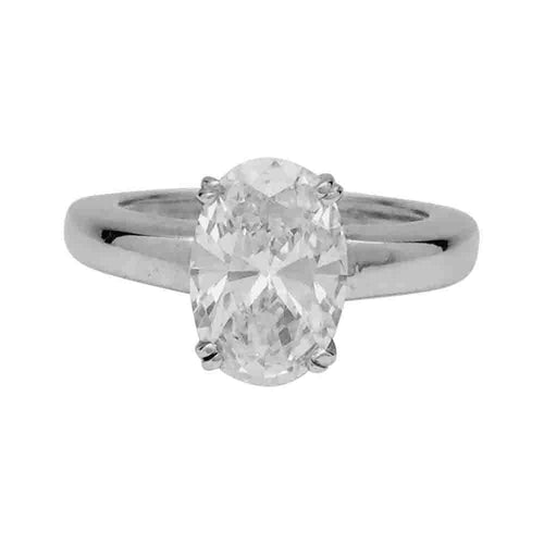 Bague 51 Bague jonc en or blanc, diamant ovale 2,29 cts, H/SI1 58 Facettes 26071