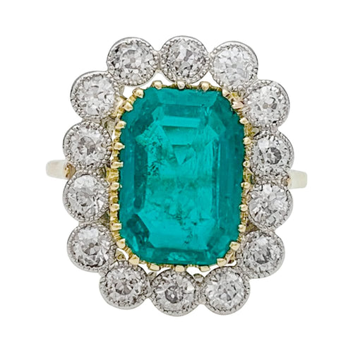 Bague 50 Bague Pompadour émeraude 3.14 cts, or jaune, platine. 58 Facettes 30139