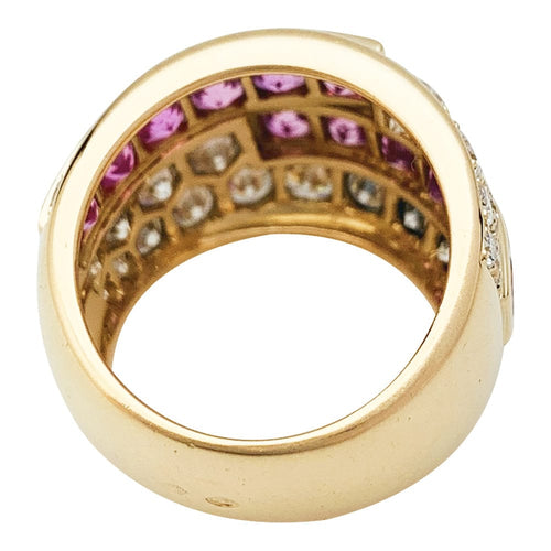 Bague 51 Bague en or jaune diamants et saphirs roses. 58 Facettes 30639