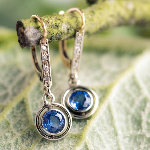 Boucles d'oreilles Boucles d'oreilles anciennes saphirs et diamants 58 Facettes 20-397