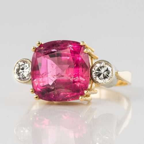 Bague 54 Bague tourmaline coussin et diamants 58 Facettes 18-154-54