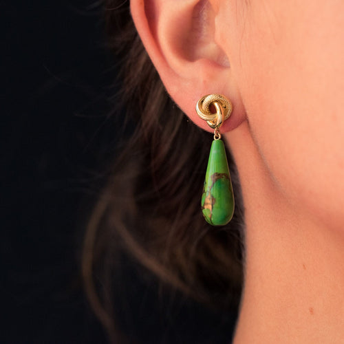 Boucles d'oreilles Boucles d'oreilles or jaune et turquoise du Turkménistan 58 Facettes 17-323