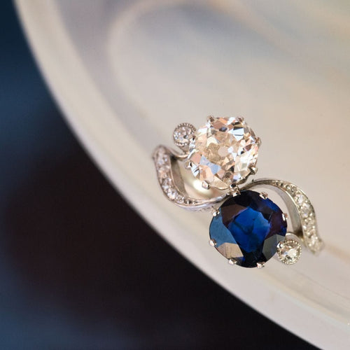 Bague 52 Bague Toi et Moi Saphir et Diamants 58 Facettes 12-028-5264344-54