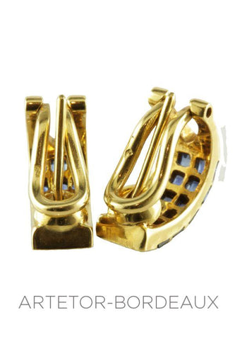 Boucles d'oreilles Boucles d'oreilles saphirs et diamants 58 Facettes 3901