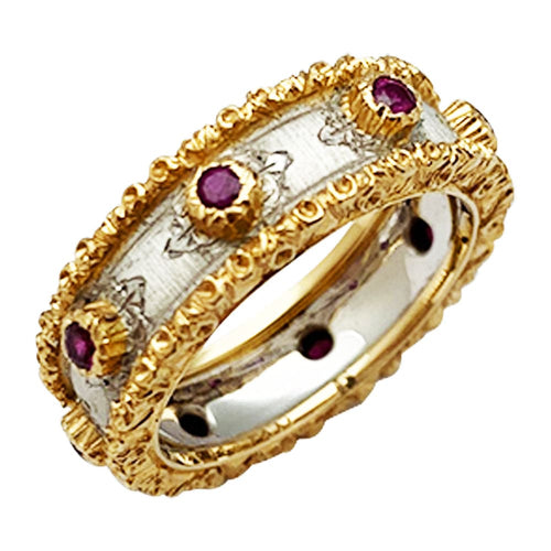 Bague 50 Bague bandeau Buccellati, "Fusi", deux ors, rubis. 58 Facettes 30332