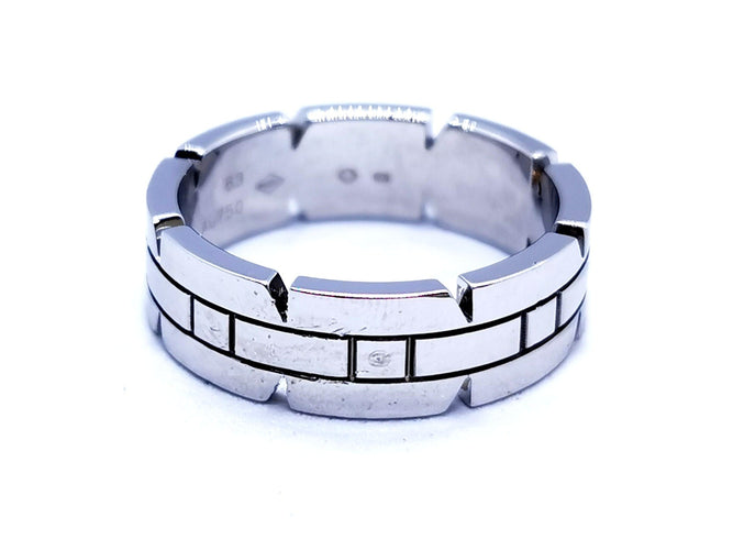 Bague 63 Cartier Bague Alliance Tank Or blanc 58 Facettes 1050177CN