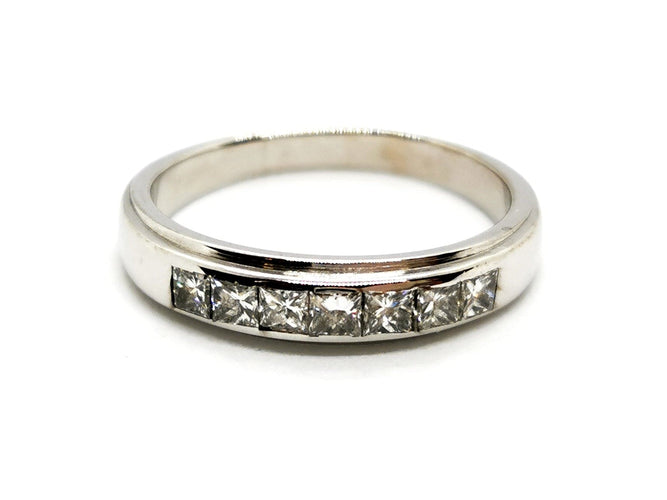 Bague 54 Bague Demie alliance Or blanc Diamant 58 Facettes 1186432CN