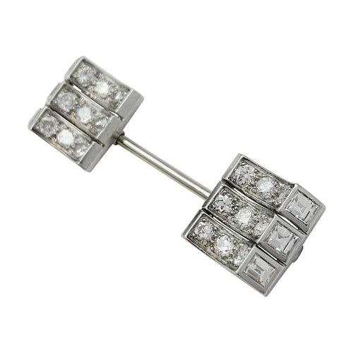 Broche Epingle de jabot Art Déco en or blanc et platine, diamants. 58 Facettes 30135