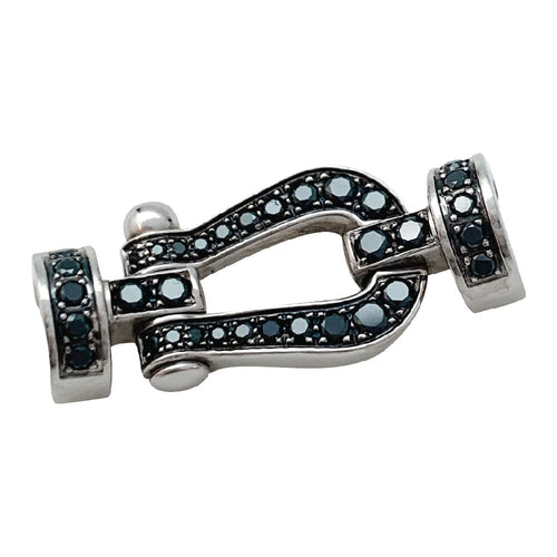 Bracelet Bracelet Fred "Force 10" moyen modèle en or blanc et diamants noirs. 58 Facettes 29903