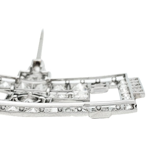Broche Epingle Art Déco en platine et diamants. 58 Facettes 29926