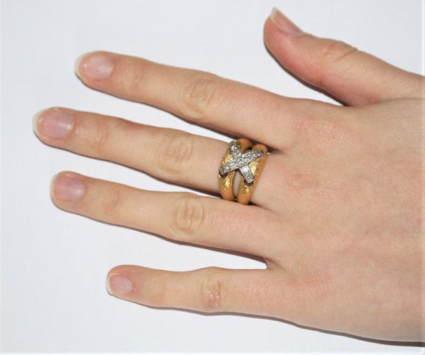 Bague 52 Bague double JONC motif LIEN diamants 58 Facettes 312-1