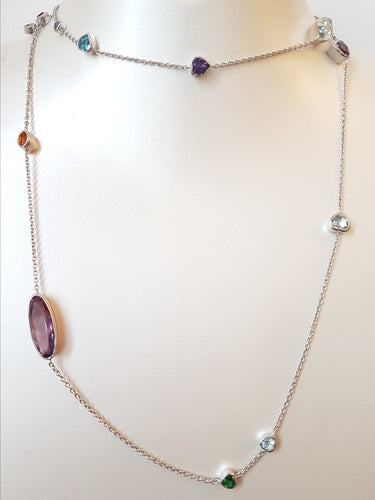 Collier Collier Sautoir Or blanc Saphir 58 Facettes 00017GD